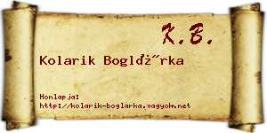 Kolarik Boglárka névjegykártya