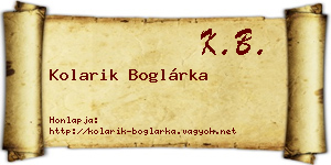 Kolarik Boglárka névjegykártya